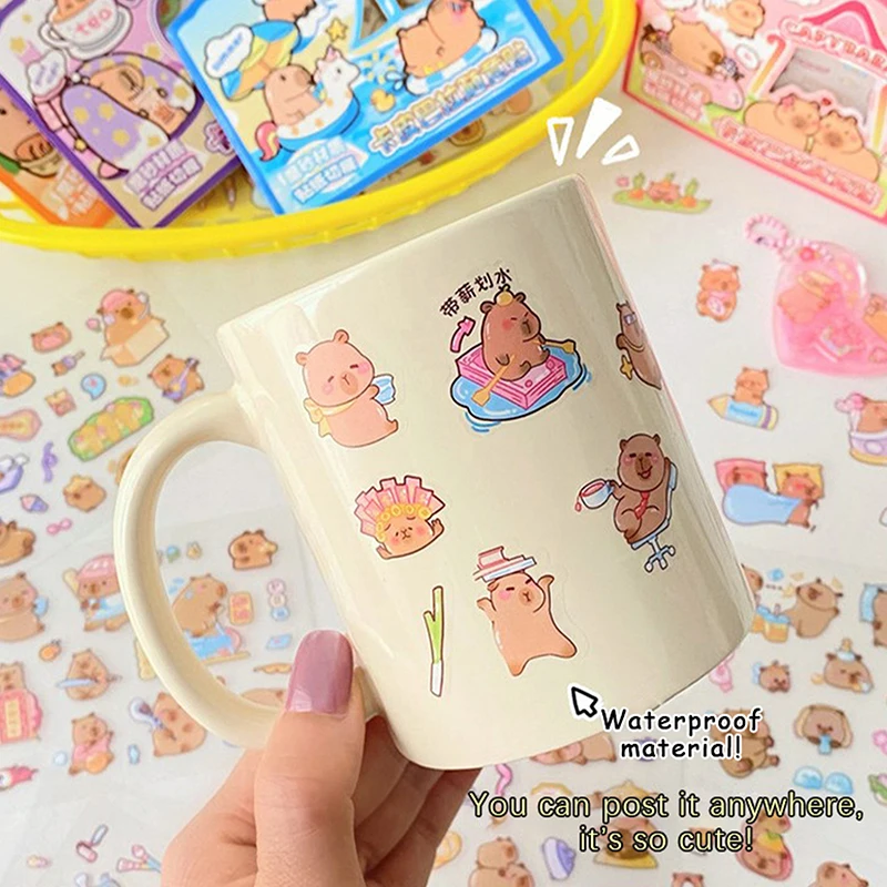 2Set Transparent Waterproof Kawaii Capybara Decoration Stickers Cartoon Cute Capybara Decals Novelty Funny Stickers Gifts