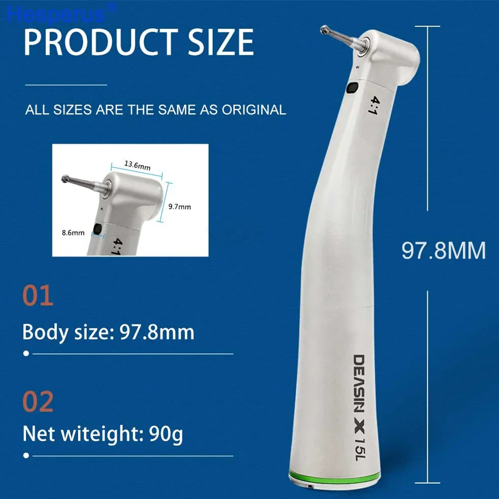 Den  tal Contra Angle Handpiece with inner water spray Fiber Optic Low Speed Green Ring X15L Den  tal Endodontic Equipment