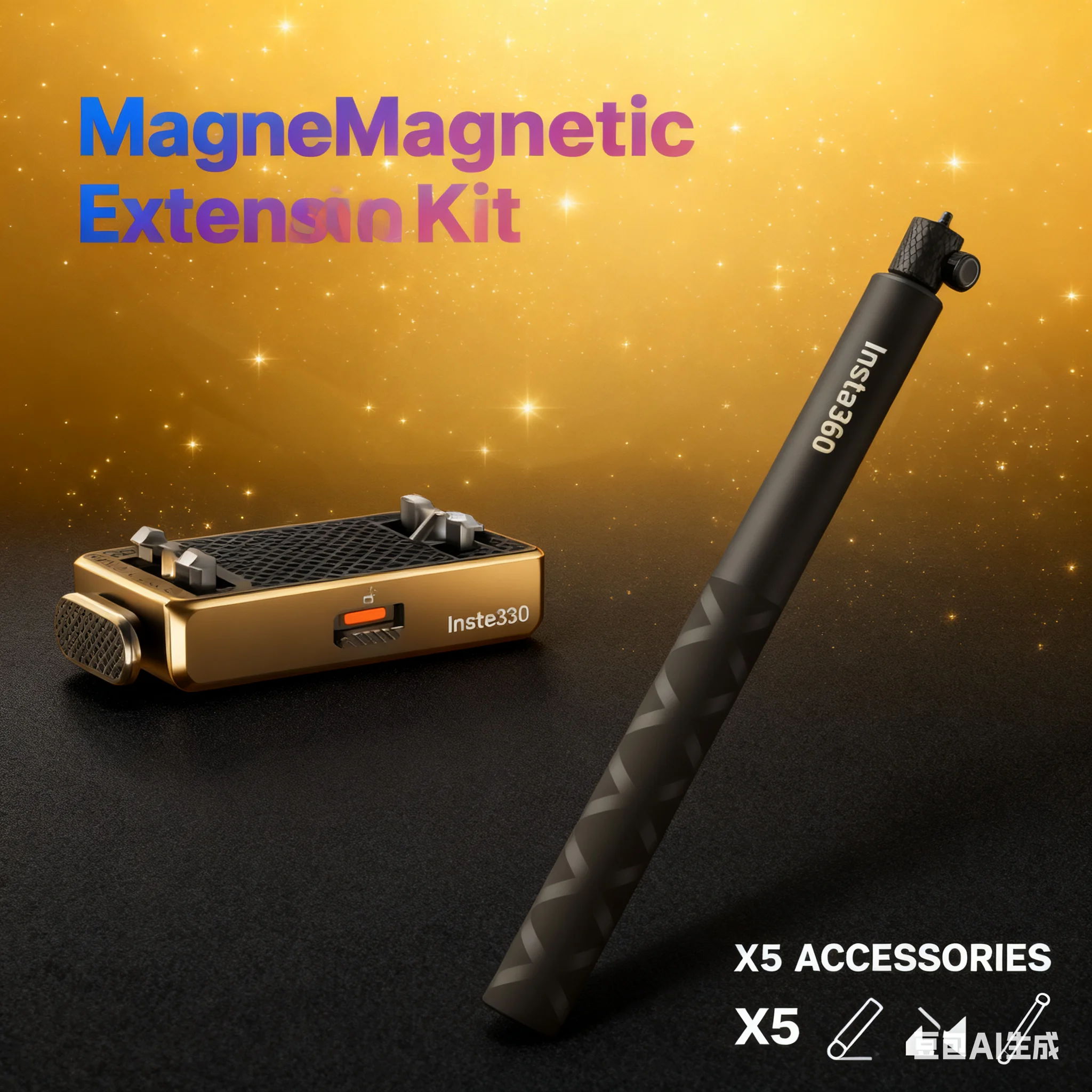 

Быстрое магнитное крепление + комбинированная палка для селфи 114 см для Insta360 X5 — быстрое крепление, стабильное на 360 градусов ° Стрельба