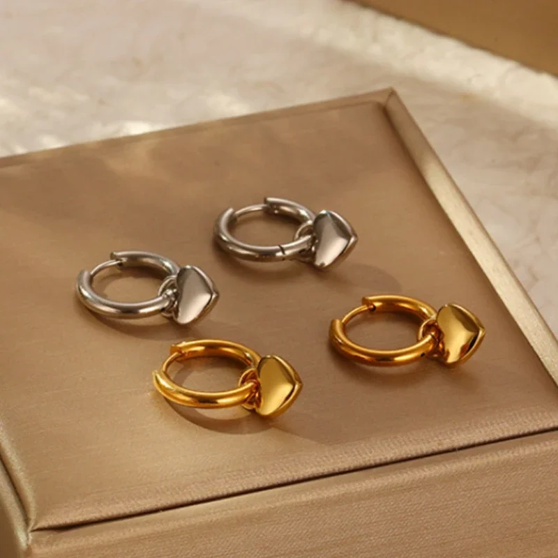 Stainless Steel Heart Hoop Earrings for Women Girl Allergy Free Wedding Party Jewelry
