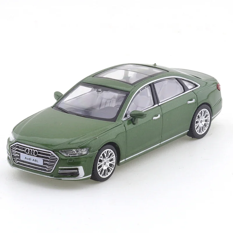 JKM 1/64  Audi A8L 2021 Green Car Alloy Toys Motor Vehicle Diecast Metal Model Kids Xmas Gift Toys for Boys