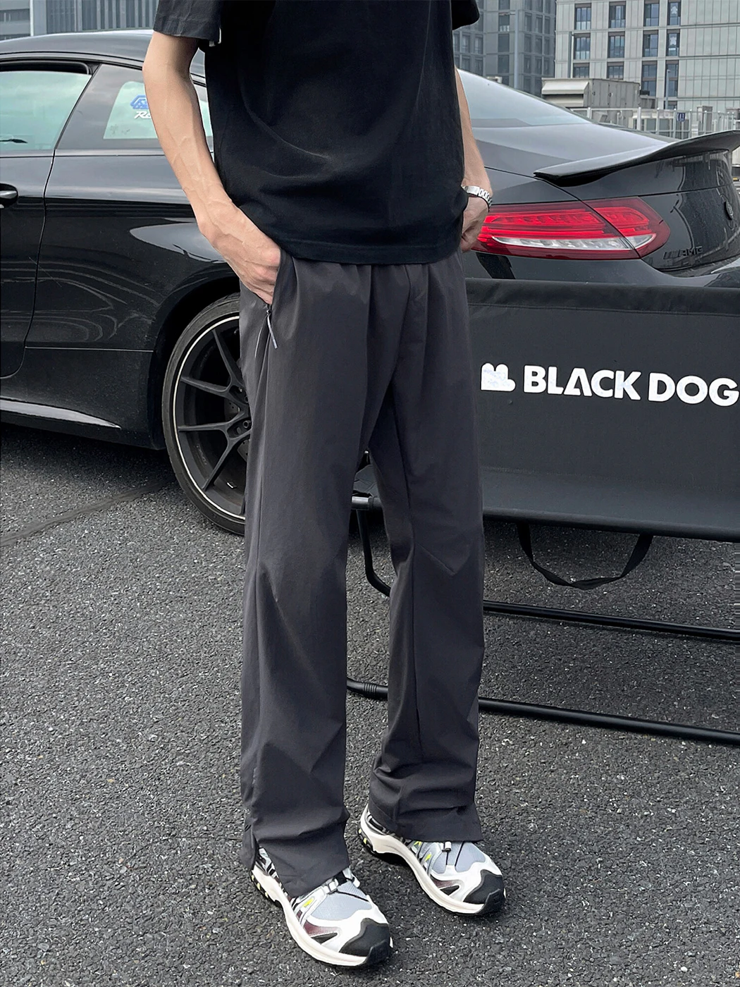 

Qui Dry Ice Silk Men's Summer Thin Zipper Flared Outdoor Functional Sle Soft ell Fce Casual Pants Loose Fit Straight...