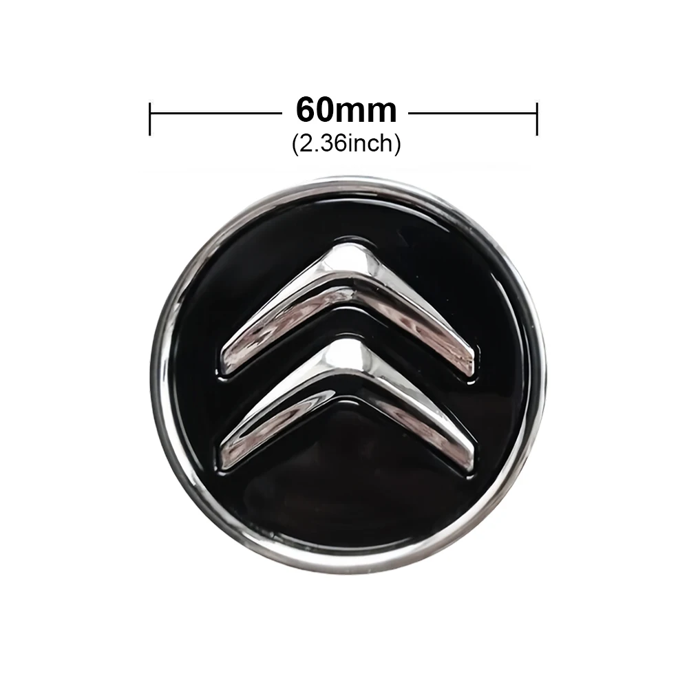 4Pcs Wheel Center Caps Alloy 60MM Wheel Center Cap Replacement Black for Citroen C1 C3 C4 DS3 Most Models