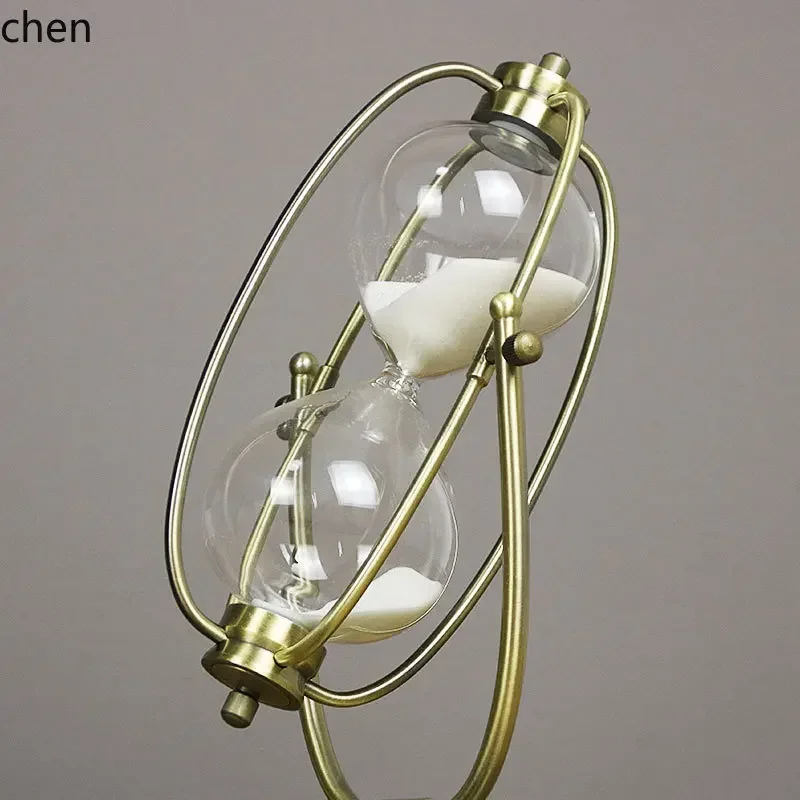 D3L15- Creative Simple Metal Hourglass Timer Ornament Home Decor Living Room Study