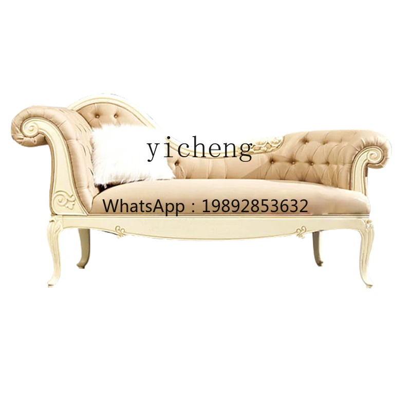 

BB American solid wood carving flower fabric princess sofa European simple recliner