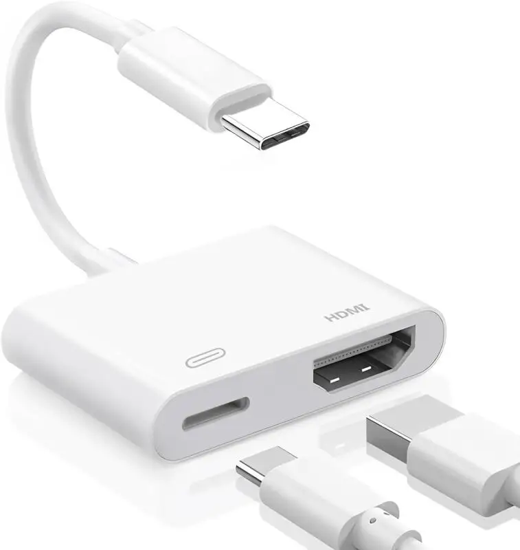 

Адаптер Gourde 2 в 1 USB C к HDMI/PD для iPhone 15/16, 100 Вт, разъем для быстрой зарядки и синхронизации 4K для iPhone к проектору HDTV
