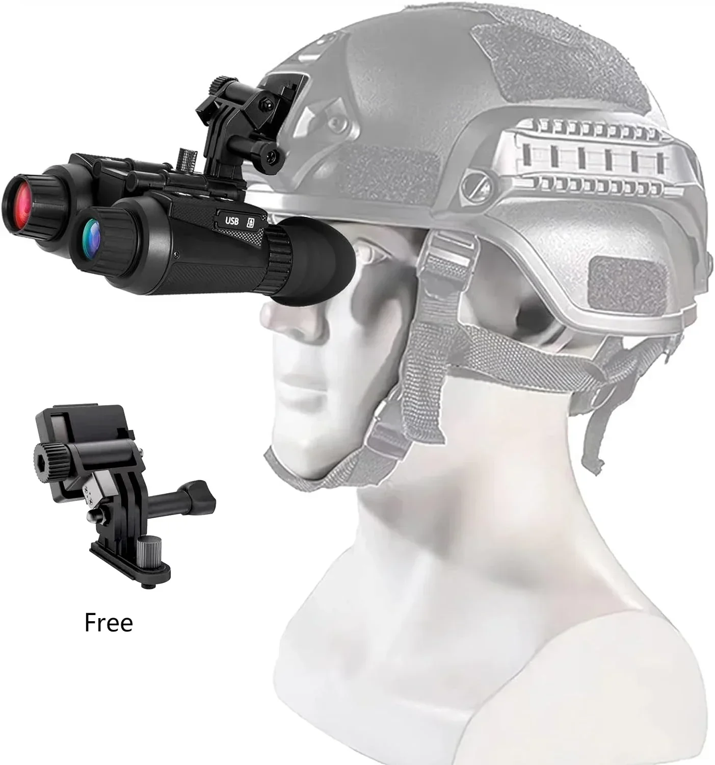 Gafas de Visión Nocturna Digitales Infrarrojas 4K UHD con Pantalla Dual Montadas en Casco con Soporte para una Instalación Segura en el Casco