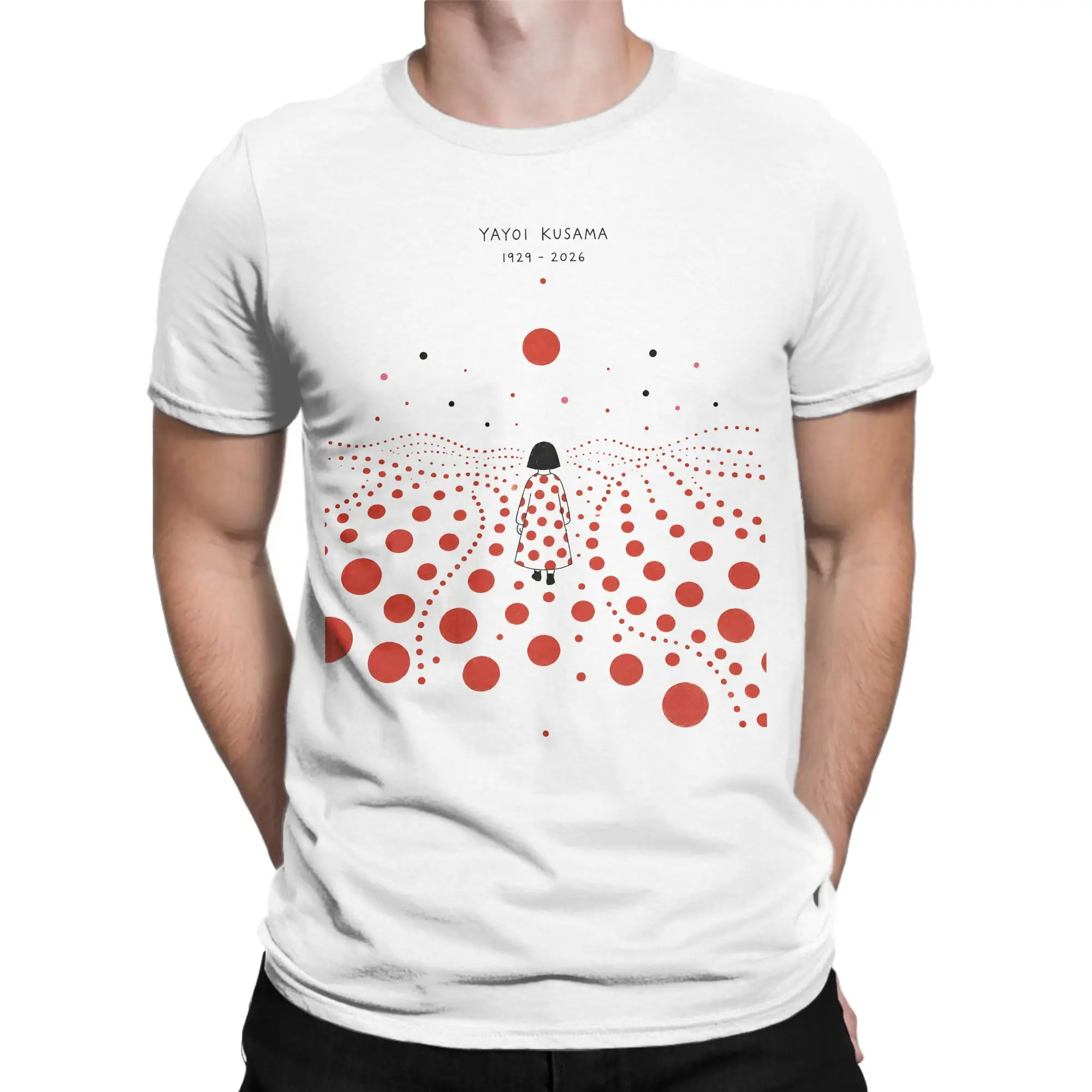 Yayois Kusamas Memorial Polka Dots T Shirt Men's Cotton Clothing Streetwear  Round Neck Short Sleeve