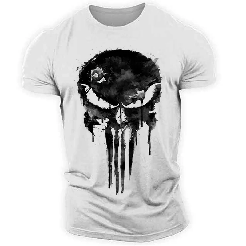 Men's T Shirt 3D Print Military Patriotic Skulls T-shirts Oversized T-Shirt O-Neck Loose Short-Sleeved Tee Shirt Men Clothing