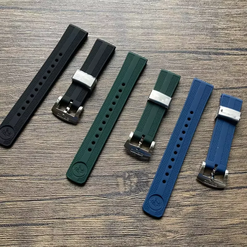 High Quality 20MM Width Black/Green/Blue Rubber Watchband Suitable For SPB317J1/143J1/187J1 Diver Watch