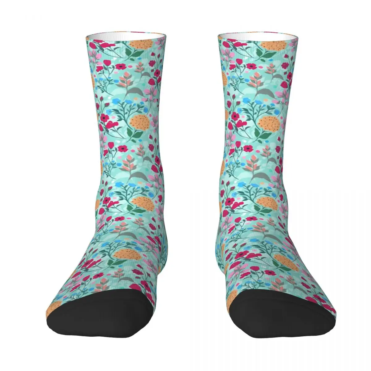 Ditsy Floral Socks Autumn Pink Blue Stockings Korean Ladies Soft Socks Custom Outdoor Anti Skid Socks