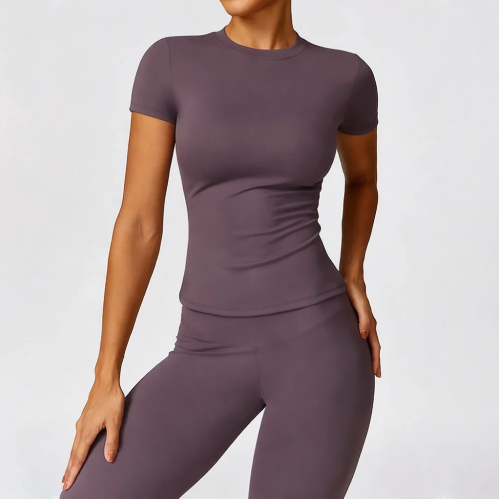 Short Sleeve Fitness Top Women Yoga Quick Dry Gym Shirt Slim Athletic Running Sportswear Training Professional Wear