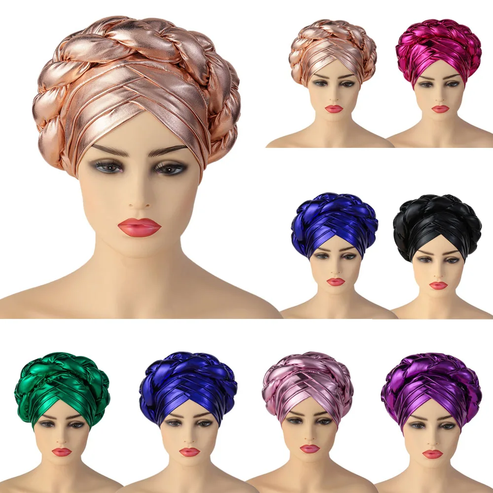 

Latest Aso Oke auto Gele Headtie Already Handmade African Cap Nigerian Wedding Gele For Women Braid Turbans Female Head Wraps