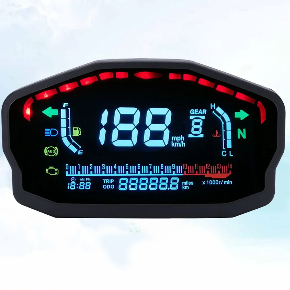 

Digital Lcd Speedometer For Motorcycle Fuel Water Water Temperature Odometer Temperature Display All-In-One Gauge Black