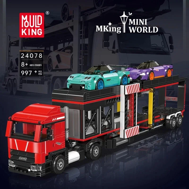 MOULD KING 24078 Sports Car Transporter Toys Model Building Block Sets puzzle Assembly Brick Toys for Children Christmas Gift