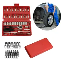 46pcs 1/4 Inch Drive Socket Set for Motor Ratchet Wrench Set Motorcycle Tool Kit, Bit Socket Wrench Set Metric Mechanic Tool Set