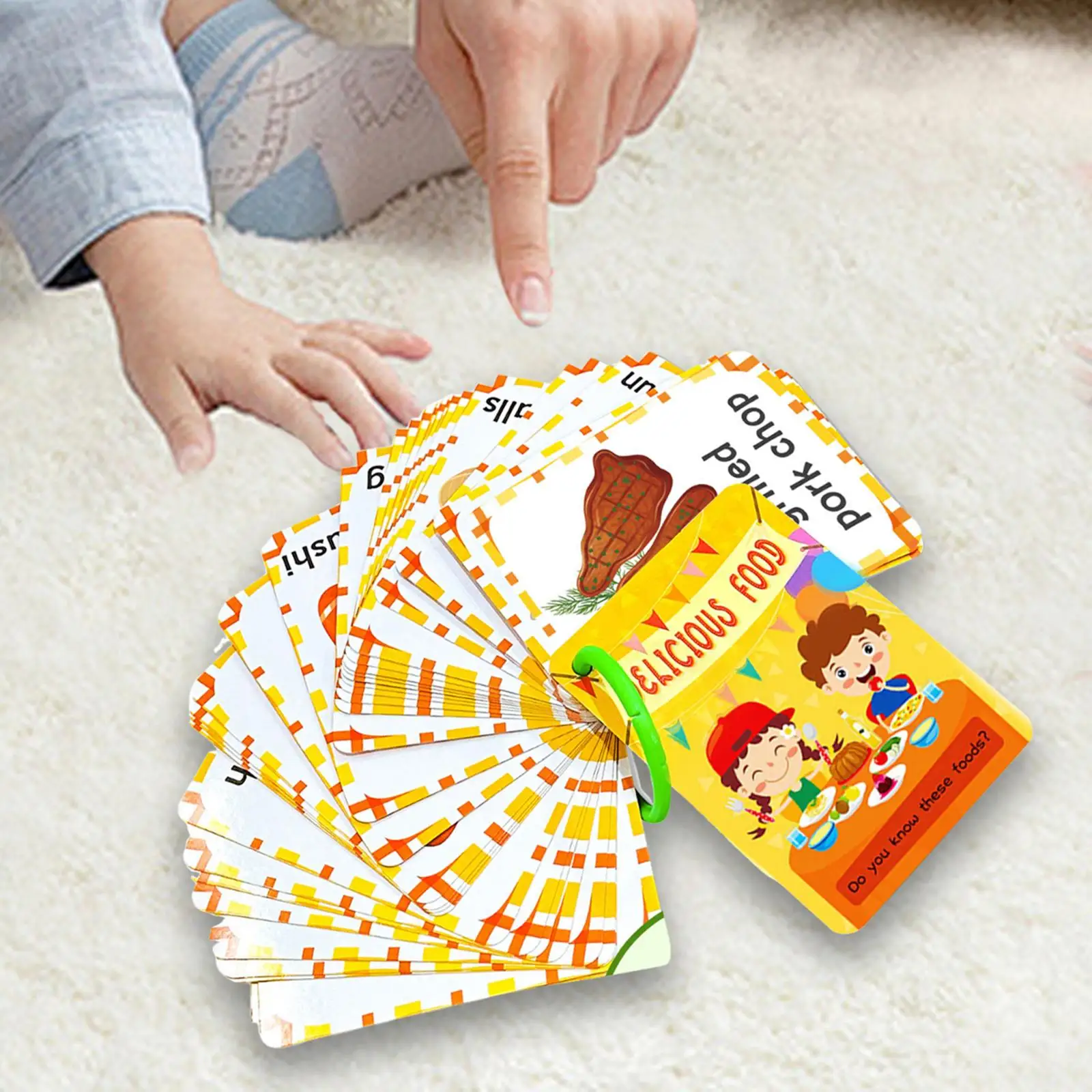 Food Flash Cards Waterproof Interactive Educational Toddler Flash Cards for Center Activity Kindergarten Cosplay Daycare