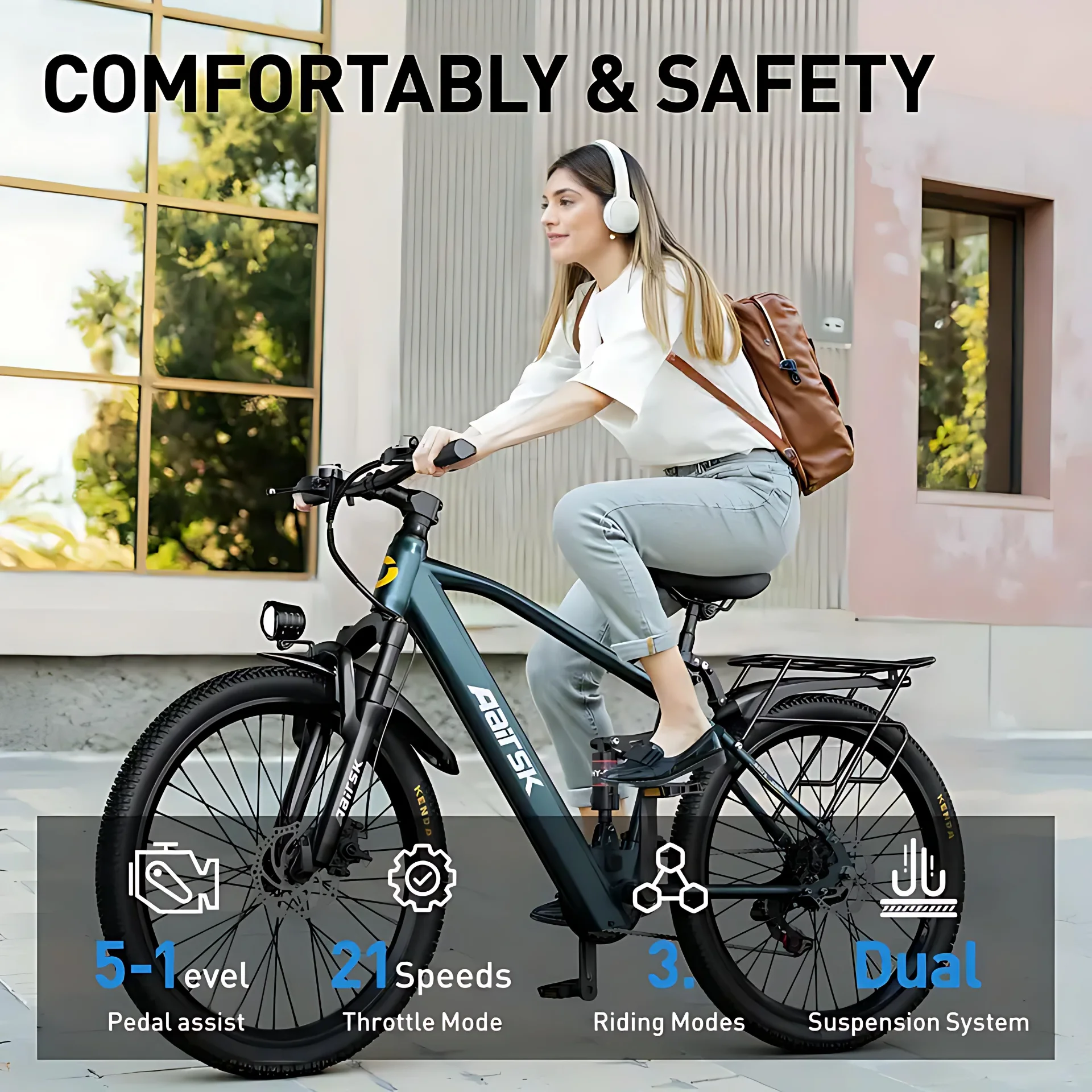 دراجة كهربائية للبالغين 750 وات 36V468Wh 26/24 بوصة إطارات دراجة كهربائية Shimano 21 سرعة City E Bikes دراجات جبلية e