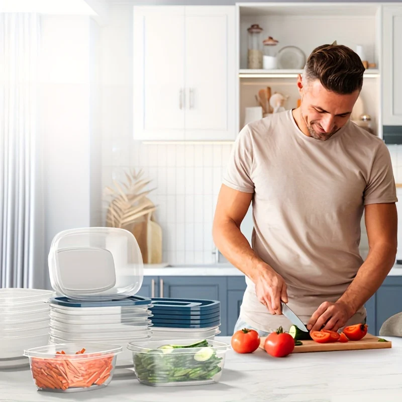 Set of 6 Transparent Stackable Food Storage Containers