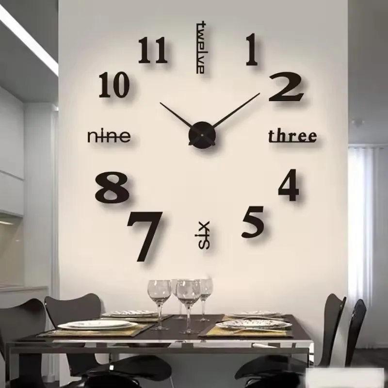 

3D Wall Clock Mirror Wall Stickers Creative DIY Large Wall Clock Quartz Watch Art Decal Sticker Living Room Home Decor 37/47inch