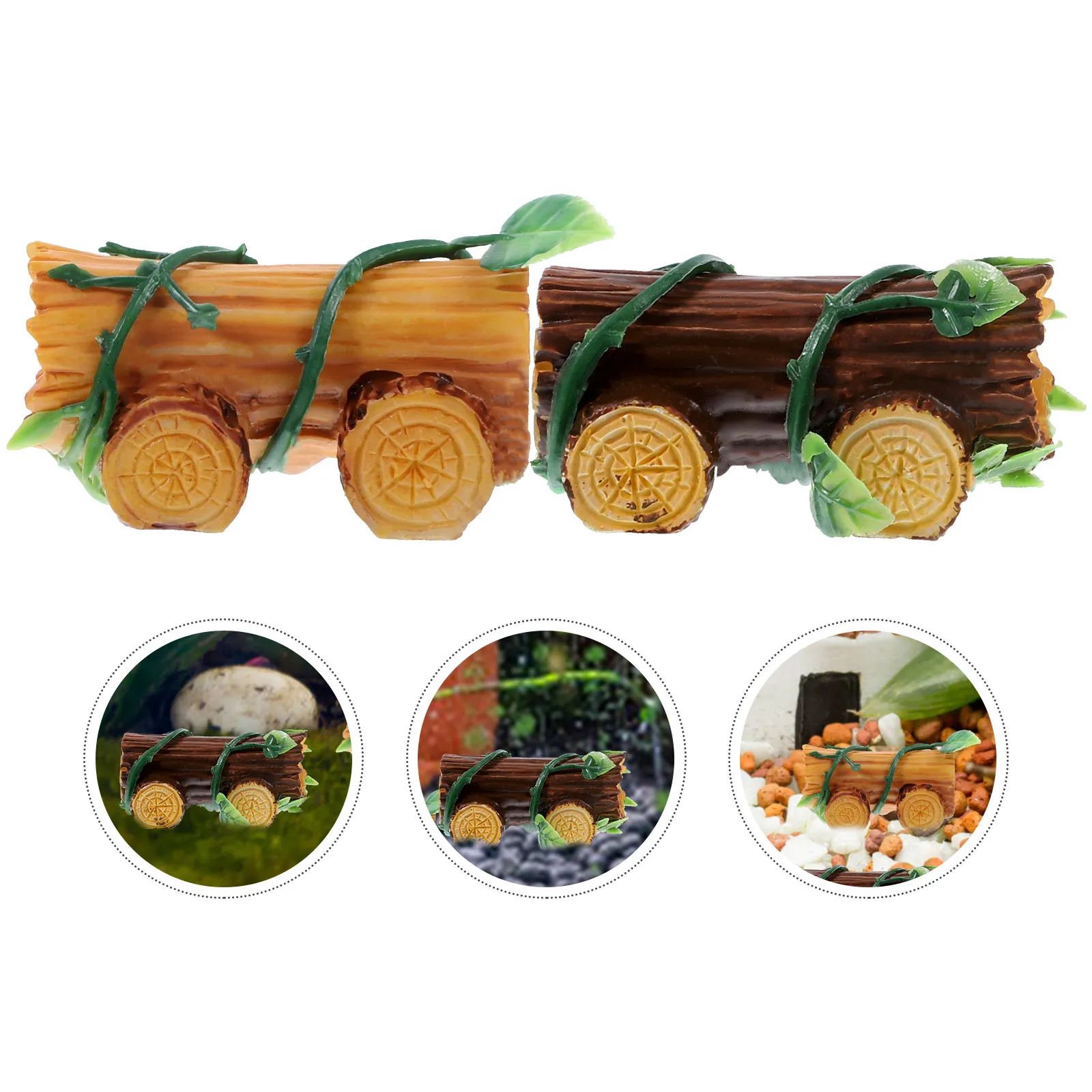 

2pcs Wood Car Decor Mini Stump Resin Ornament For Garden Yard Lawn Micro Landscape Fish Tank Terrarium Bonsai Decor Stump Car