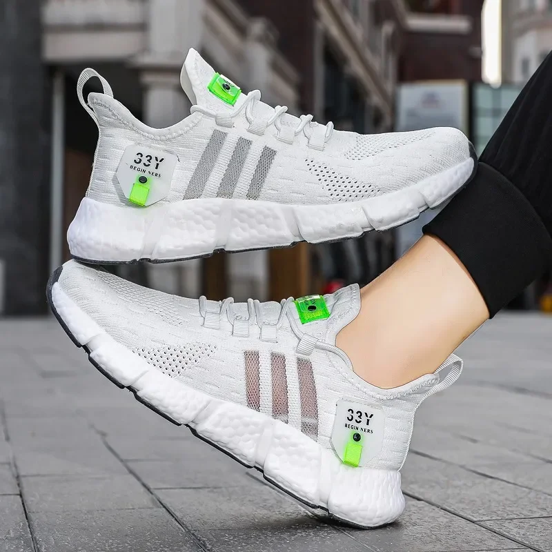 

Мужская обувь с дышащей сеткой, модные легкие прогулочные туфли на плоской подошве, мужские теннисные кроссовки больших размеров, уличная обувь для бега и фитнеса 2025