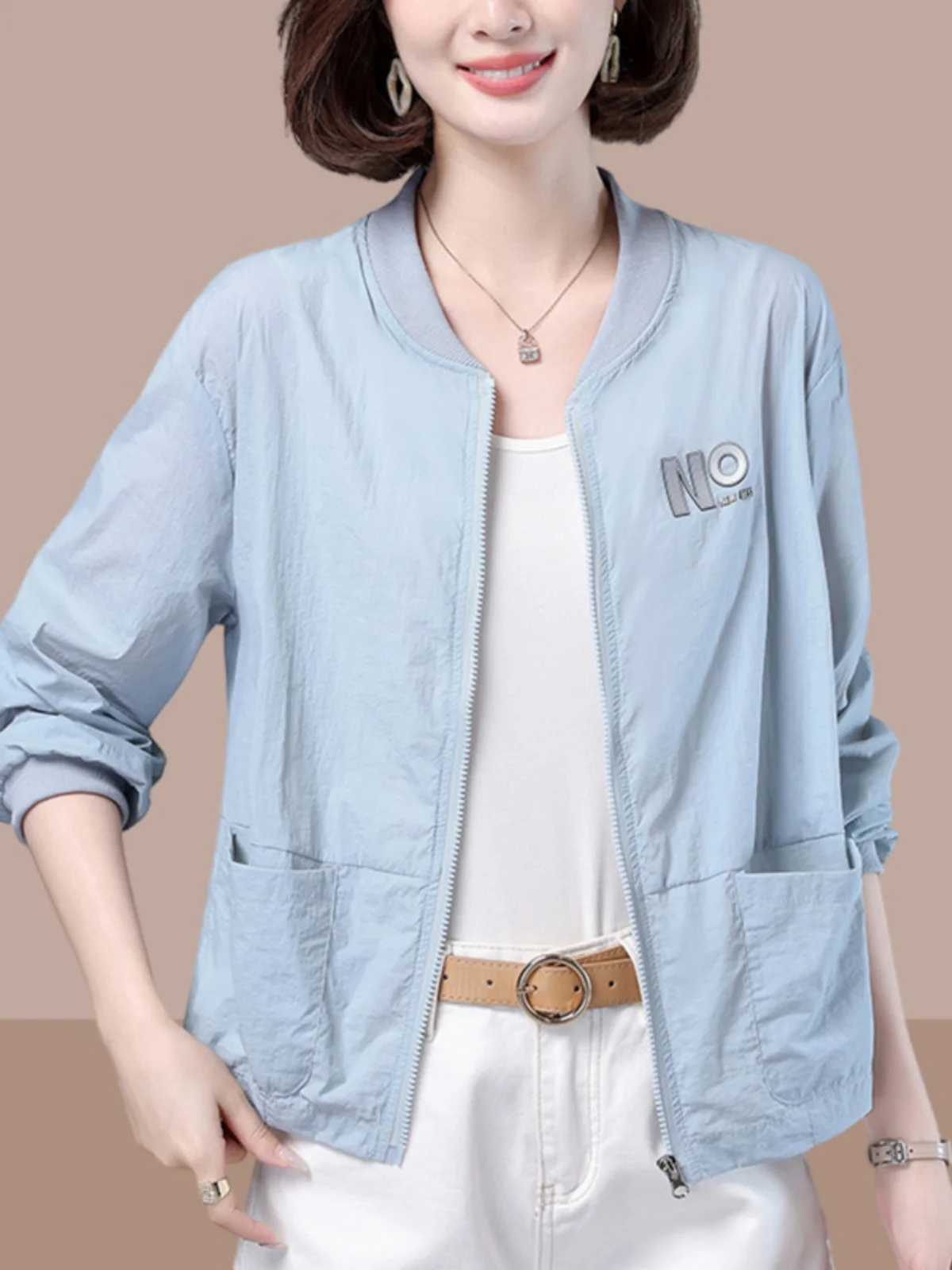 Lightweight Casual Women's ort Sve Sun Protection Jaet Sli Summer New Loose Faionable Outerwear Commute Sle