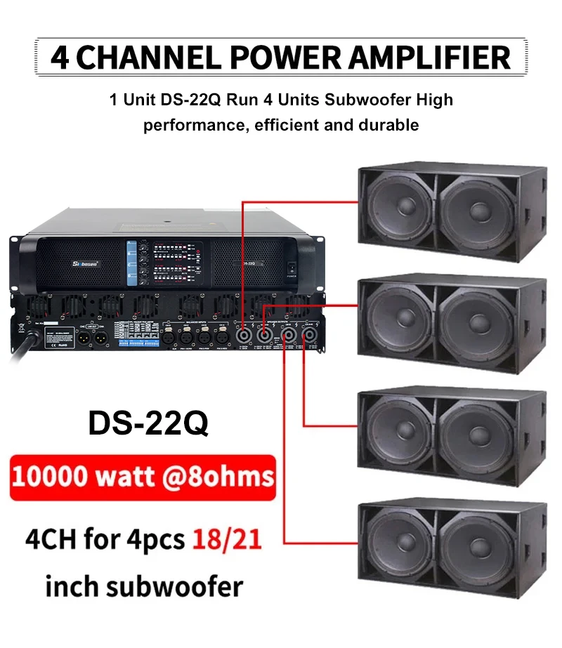 Entrega local fp22000q 4 canais 18/21 polegada subwoofer amplificador super baixo dj áudio ao ar livre mostrar amplificador de áudio profissional