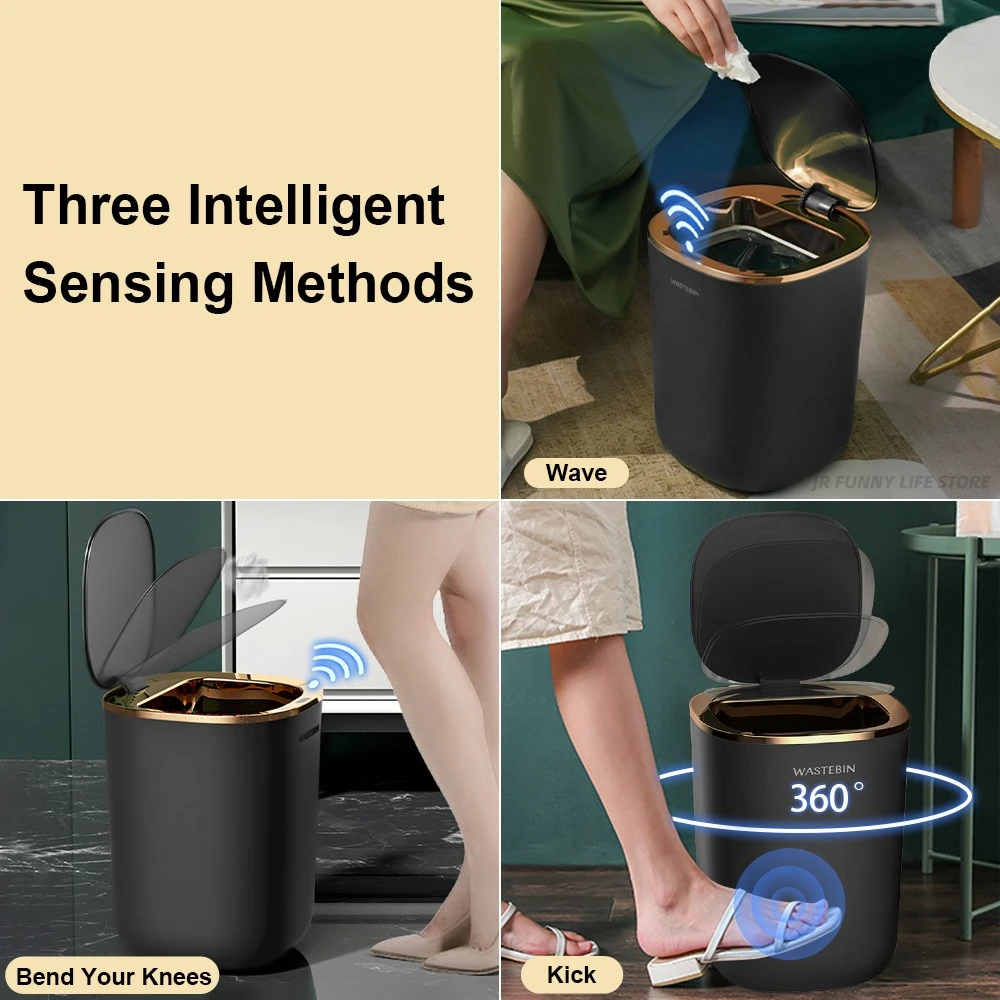 12L Smart Sensor Trash Can Bathroom Automatic Trash Bin Luxury Garbage Bucket For kitchen Toilet Wastebasket Smart Home