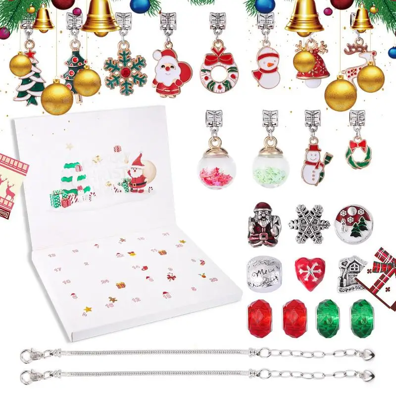 

Advent Calendar 2024 Jewelry Advent Christmas Bracelet for 24 Days Countdown Festive Atmosphere Enhancer Jewelry Crafting Kit