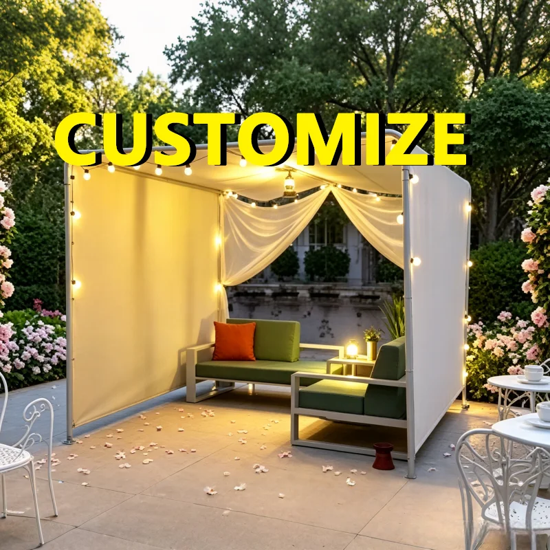 Any Size Custom Thick Square Tube Aluminum Gazebo Stronger Than Round Tube Waterproof UV Resistant Outdoor Backyard Canopy