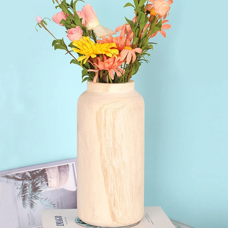 Wooden Eco-Friendly Vase Embryo Flower Pot Vase Household Decoration DIY Wood Handmade