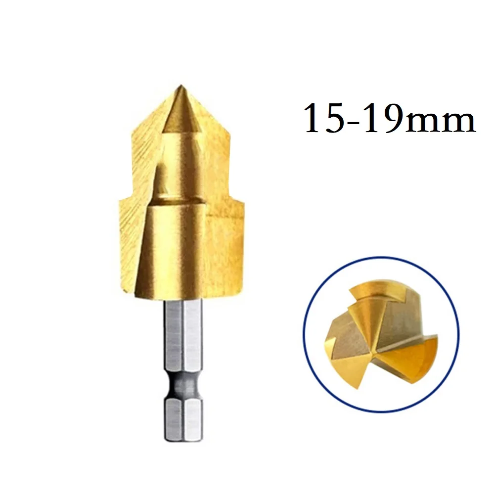 3 Flutes Countersink Drill Bit 1/4 Hex Shank Center Puncher Water Pipe Expansion PPR Lifting Drill Bits  Workshop Power Tools