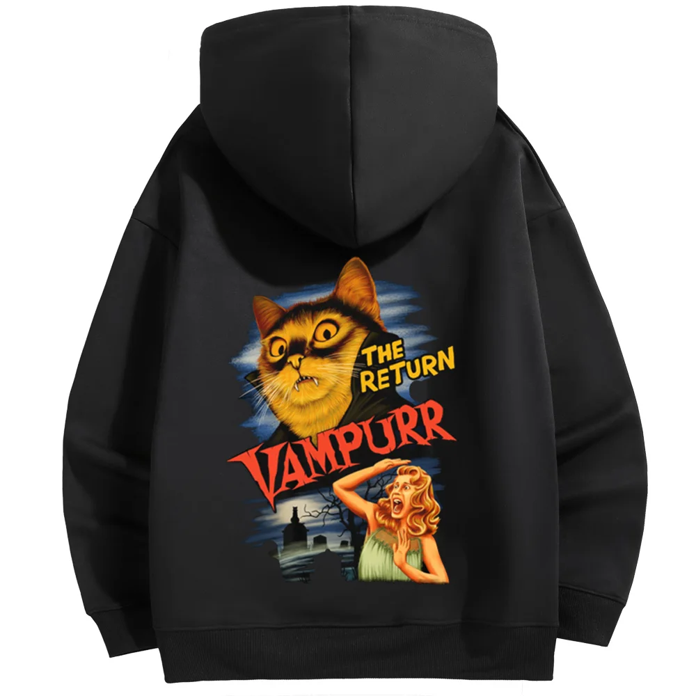 The Return of Vampurr felpa con cappuccio oversize nera da uomo felpa con cappuccio Hip Hop Streetwear Graphic Pullover con cappuccio Harajuku