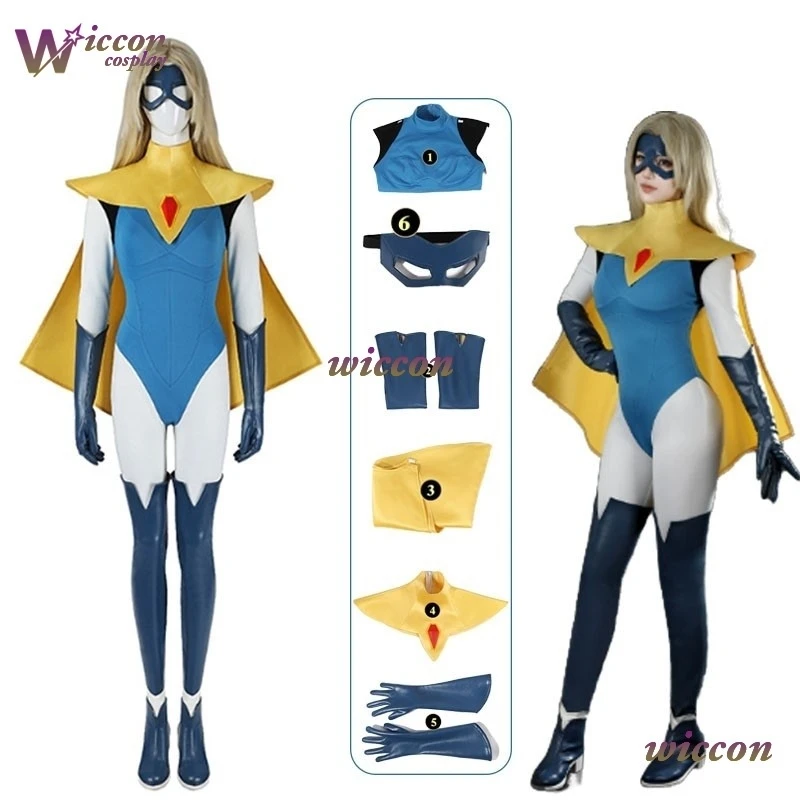 Moe Game Diispatch Cosplay Blonde Cosplay Costume Full Set Jumpsuit Cape Spandex Zentai Bodysuit Halloween Costume Girls Women