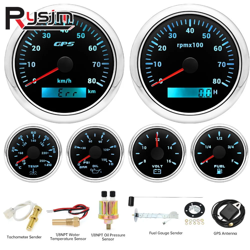 

Тахометр HD 6, GPS-Спидометр с датчиками, 85 мм, 120 км/ч, 8K 52 мм