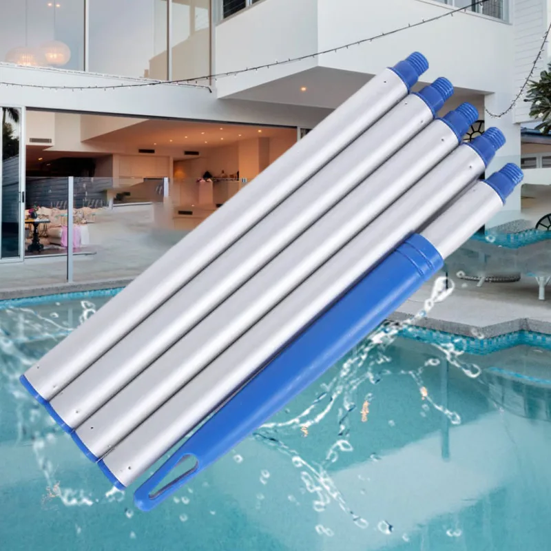 For Swimming Pool Cleaning Telescopic Pole Aluminum Alloy 5 Section Threaded Rod