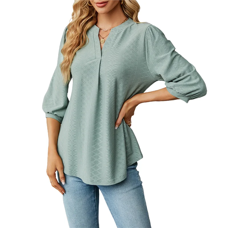 ABP-Blusas informales de negocios de verano para mujer, camisas de manga corta con cuello en V, lindas camisetas de encaje caladas