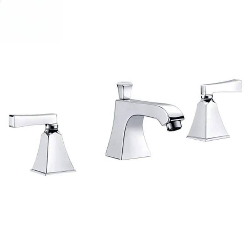 European style, double handle, three holes, faucet, hot and cold, all copper.