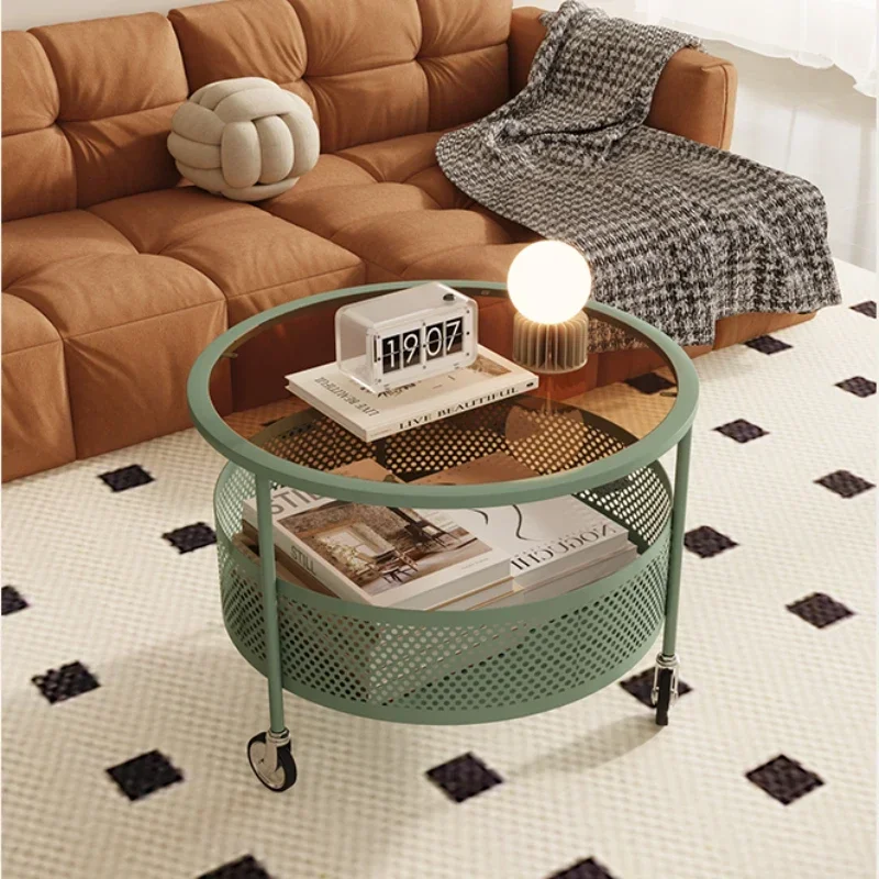 French Nordic Coffee Table, Designer Desk, Double Layers, Hollow Out Furniture for Living Room and Office