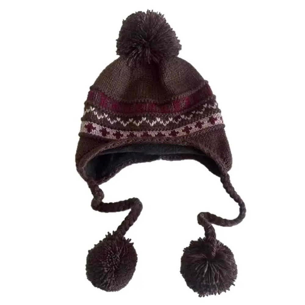 

Cute Knitted Ear Protection Hats Warm Thickened Windproof Balaclava Coldproof Bib EarCaps Skullies Hat for Women Girls