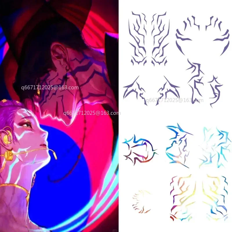 4 قطعة أنيمي الشكل KPop رومي كانغ تأثيري الدعامة الوشم ملصق رومي الوشم ملصق شيطان ملصق ل Hallowmas الدعائم الطرف