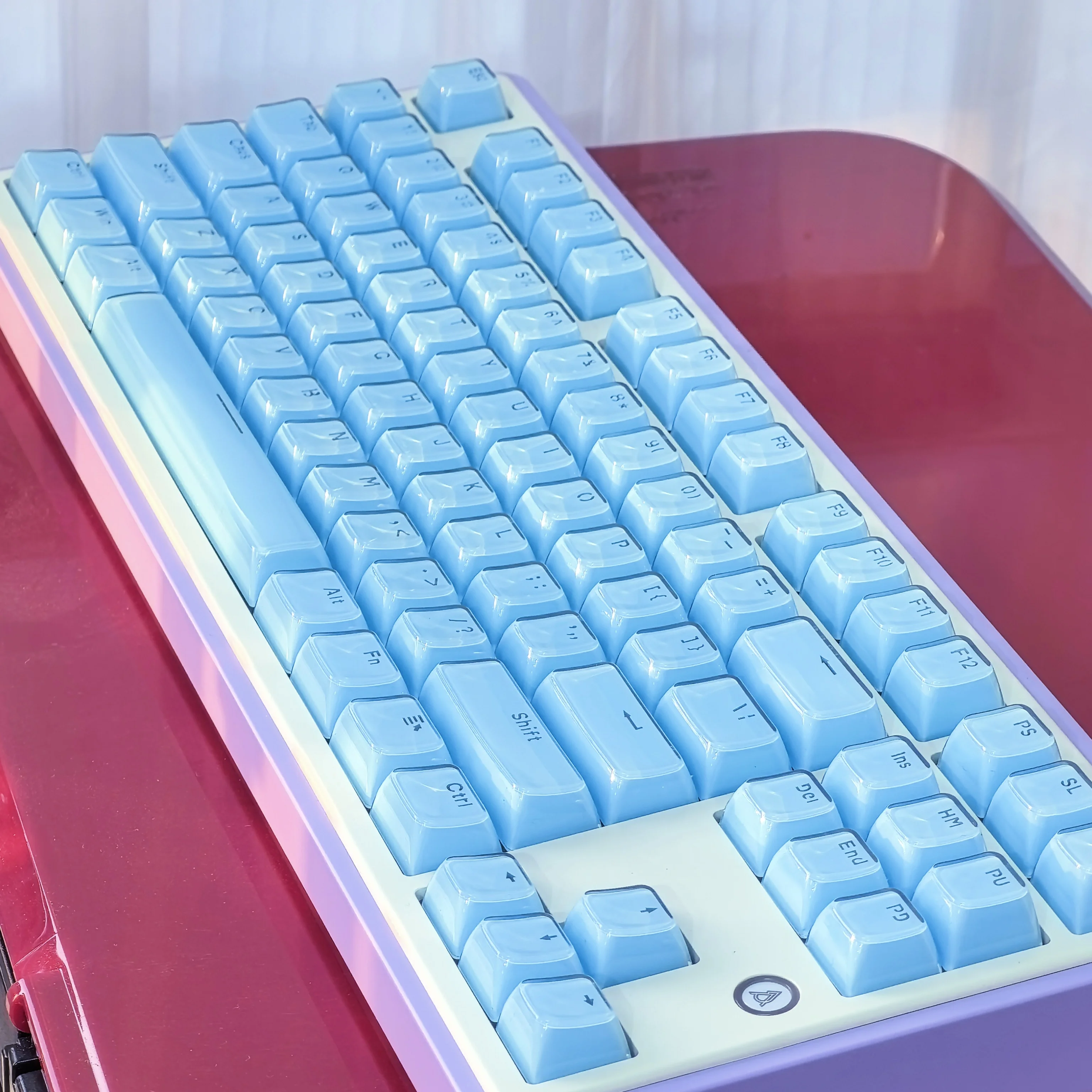 Jelly Crystal Key Caps White-Pink layout OEM Profile for MX Mechanical Gaming Keyboard White Backlit Keycaps with ISO Spacebar