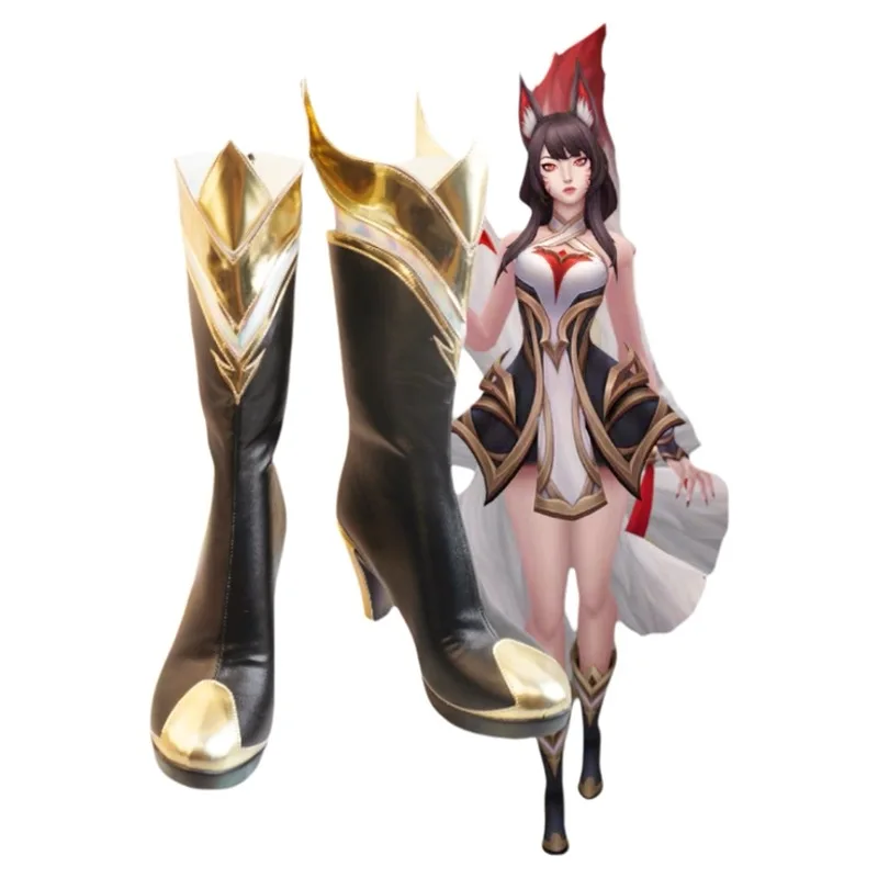 LOL Risen Legend Ahri Cosplay Shoes Boots Game LOL Nine Tailed Demon Fox Ahri Shoes Halloween