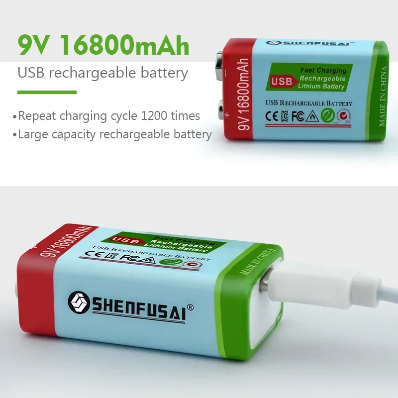 New special price 9V lithium-ion rechargeable battery, 16800mAh micro USB battery, used for KTV, microphone, toy remote control