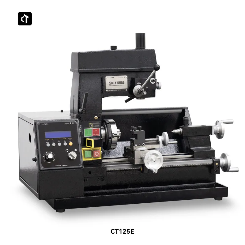 CT125 3 in 1 Mini Combo Lathe Mill Drill Machine, Benchtop Micro Multi-function Machine Tool for DIY Model Making & Teaching