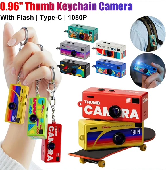 G6 Retro Mini Keychain Thumb Camera 1080P HD Recorder Built-in Flash Auto Focus 130 Wide Angle Lens LCD Screen Portable Camera