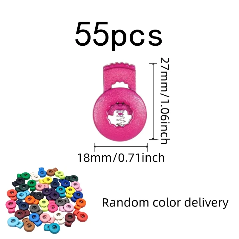55 pcs Drawstring Cord Locks, Random Color Assortment, suitable for Backpack Drawstrings, Adjustable Spring Toggle