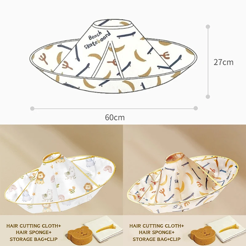 Kids Haircut Cape Reusable Barber Hair Cutting Cape Tools Foldable Hair Catch for Home Use Hairdressing Apron Baby Accessories view 2