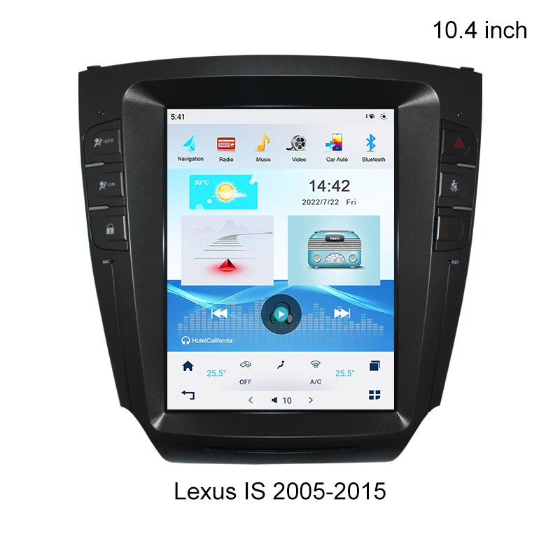 

10.4 Inch Tesla Vertical Screen Android Car Radio For Lexus IS2005-2015 GPS Navigation 1 Din Carplay Multimedia Player Headunit